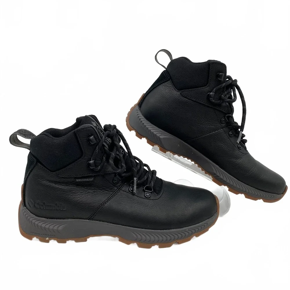 Columbia Black Leather Lace-Up Waterproof Ankle Boota | Men’s 7